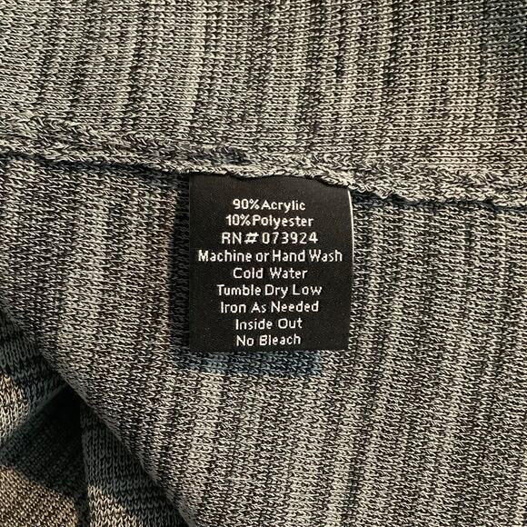 Misook Gray Black Heathered Knit Open Front Cardigan Attached Scarf XS - Picture 8 of 8